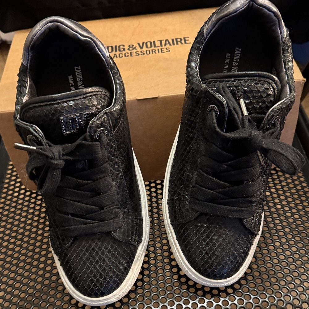 Zadig & Voltaire Black Snakeskin Sneakers